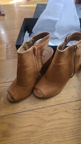 Women tan leather peep - tan,