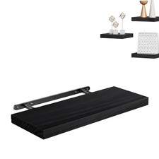 Heavy Duty Floating Shelf 10kg Load Wood Metal Bracket Wall Mounted Living Room