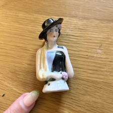 Antique Porcelain Lady Pin