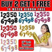 16'' NUMBER FOIL BALLOONS Age Birthday Self Inflating AIR Wedding Party Decor UK