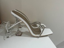EGO Shoes Size UK 5 White Diamante Strap Ankle Tie Heels Party Occasion