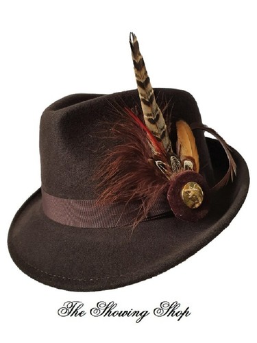 Chocolate brown wool feather - brown,