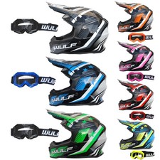 Wulfsport Kids Cub Motocross Iconic Helmet + Wulf Kids Goggles Off Road ATV