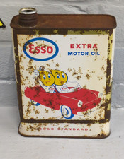 Vintage French ESSO EXTRA Motor Oil Can / Tin 2 Litres MR/MRS Drip ES89