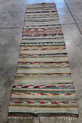 Antique rag rug runner 138 - antique,