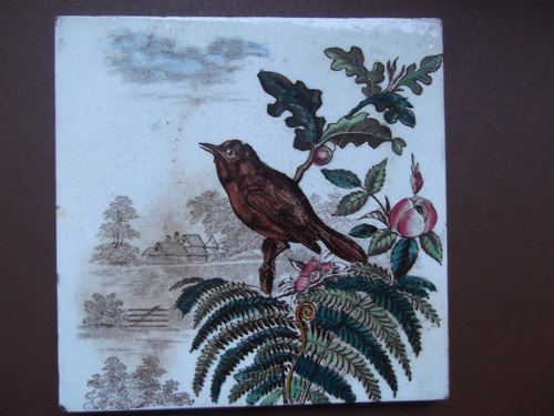 Victorian hand painted tile