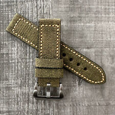 24mm Green Canvas Watch Strap For OFFICINE PANERAI Marina Luminor PAM Watches