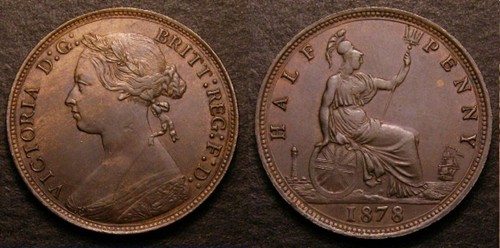 1878 victoria halfpenny - victoria,