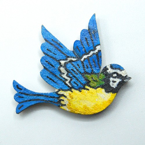 Blue tit wooden - fridge, magnet