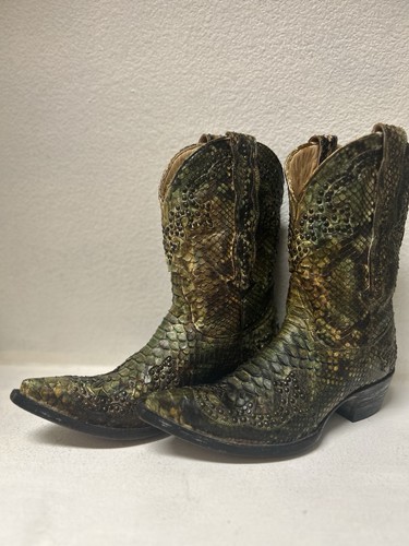 Old gringo emerald python boot - emerald,