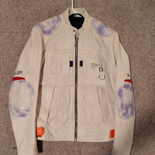 Diesel white leather biker - white,