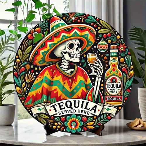 Tequila sign round metal - tequila, wall