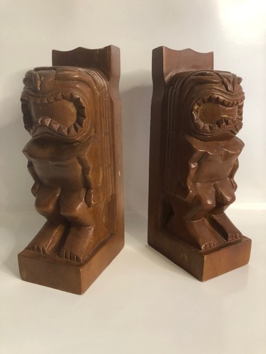 Vintage 1980s wooden tiki book - vintage,