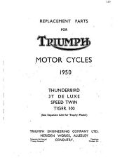 Triumph Parts Manual Book 1950