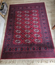 Vintage Mid-Century Large Red Oriental Rug With Tassels