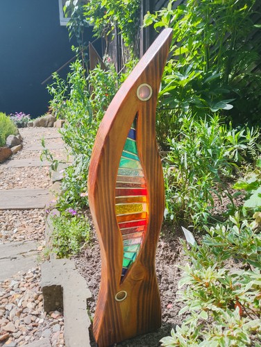 Stained glass garden sculpture - glass,