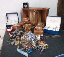 Jewellery Box , Includes Huge Job Lot Mixed Costume Jewellery,  SOLD AS SEEN 