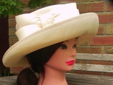 Genevieve Louis Silk Wedding Hat - Champagne, raw silk