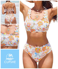 Womens Bikini Set Size UK 12 M Soft Cup Padded Top Mid Rise Bikini Bottoms