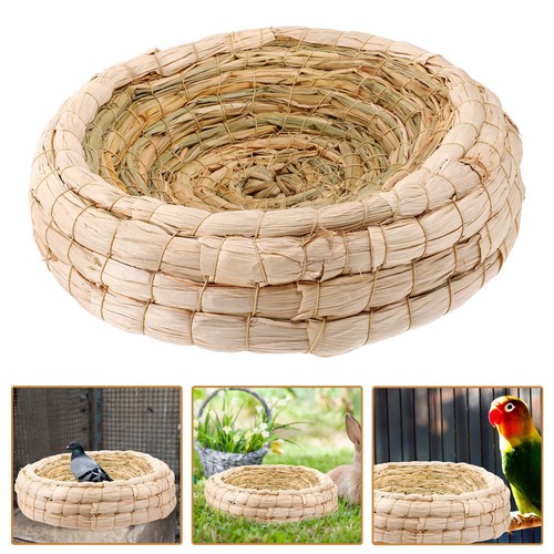 Straw bird house ornament - straw,