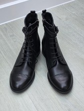 REDUCED New Unworn Jones The Boot Maker Black Leather Laced/Zipped Boots 7/40