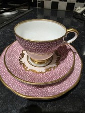 Salisbury Fine Bone China Cup Saucer Tea Plate Pink & Gold Trio
