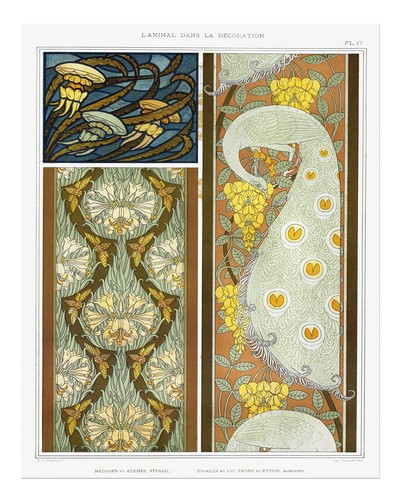 Art nouveau peacock floral - nouveau,