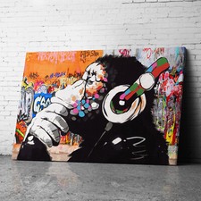 DJ Monkey Banksy Canvas Wall
