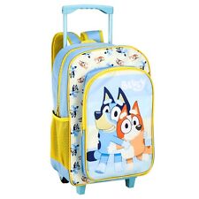 Bluey Wheeled Deluxe Trolley Backpack Cabin Luggage Boys Girls Kid Blue Cbeebies