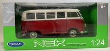 Welly 1963 VOLKSWAGEN T1 BUS Red & White Diecast Model Camper Van 1:24 Boxed