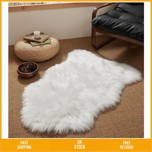Plush faux fur sheepskin rug - faux,