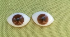 BROWN OVAL HOLLOW GLASS DOLL EYES IN A VARIETY OF SIZES