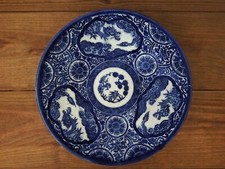Imari blue and white porcelain plate-dragon decor