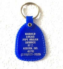Vintage Keychain HAROLD LUCAS PIPE ORGAN SERVICE Key Ring Fob AUBURN, IND. USA