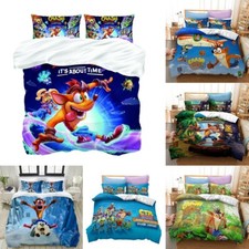 Kids Crash Character Game Quilt Duvet Cover Bedding Set Single Double Size UK