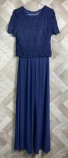 Ladies Phase Eight Navy Fitted Smart Jumpsuit Lace Detail Size 8 Formal