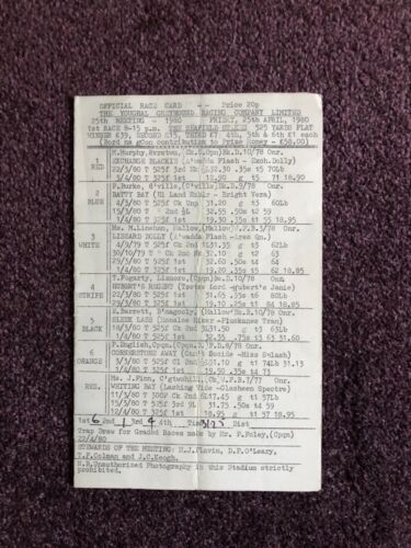 Greyhound racing race card - , /
