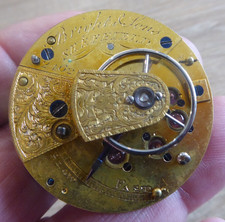 SHEFFIELD MAKER BRIGHT & SONS  ANTIQUE GENTS FUSEE  POCKET WATCH MOVEMENT