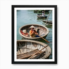 Coracle Boats Of Hoi An Vietnam Art Framed Wall Art Poster Canvas Print Picture