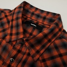 Diesel Western Shirt SMALL (Sleeves 32.5") Regular Fit Red Orange Plaid