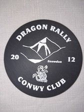 2012 DRAGON RALLY SLATE COASTER ENGRAVED WELSH ALE BEVERAGE DRINK MAT badge