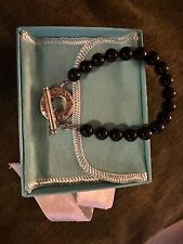 Tiffany & Co 925 Sterling Silver & Black Onyx 8mm Bead  Bracelet