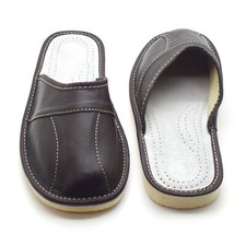 Mens 100% Leather Slippers