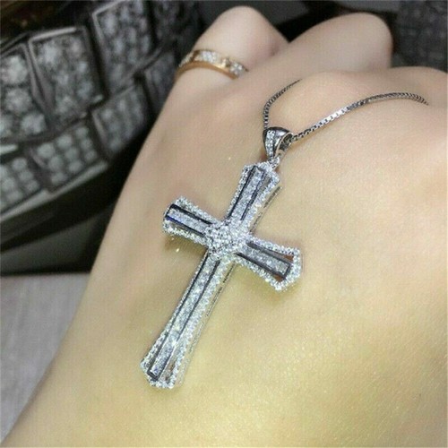 Crystal cross necklace diamond - crystal,
