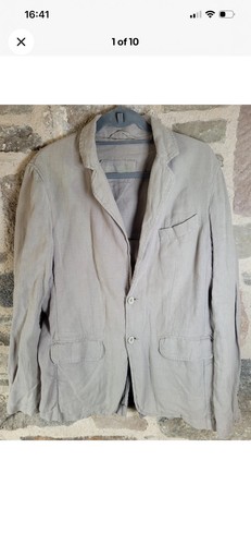 Linen blazer mens biege - blazer,