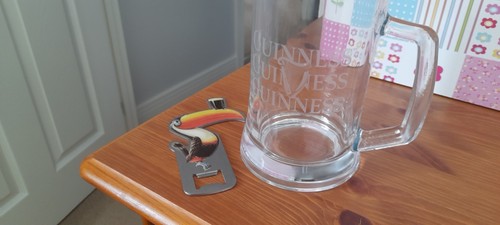 Guiness glass etched tankard - etched,