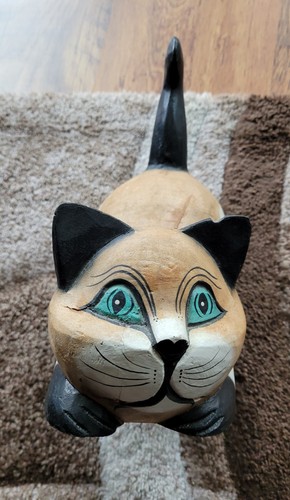 Hand carved wooden cat - wooden,