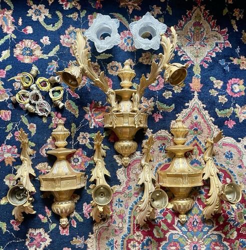 Vintage gilt brass wall - wall, lights