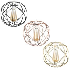 Geometric Globe Lampshade Metal Pendant Ceiling Light Shade LED Vintage Bulb