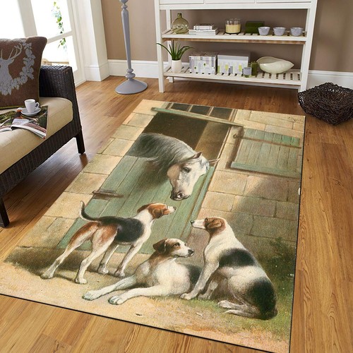 Horse and dogs rug cute - horse, rug,